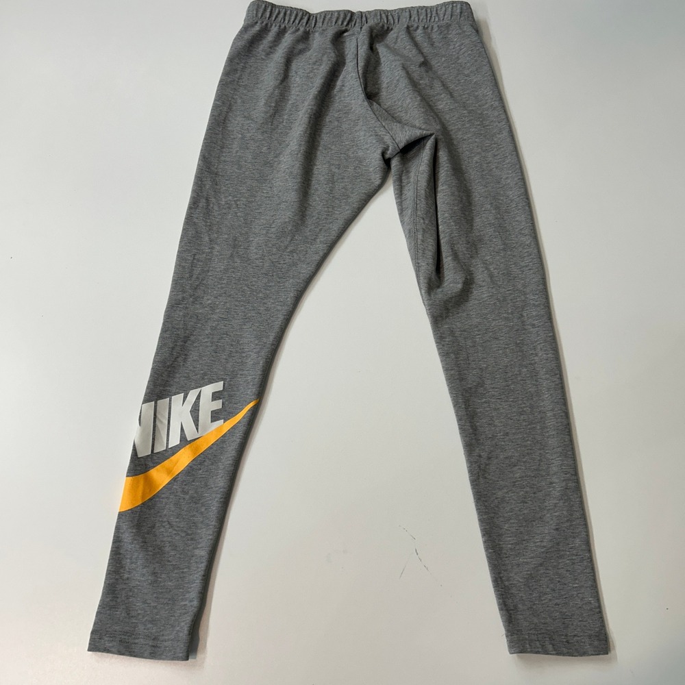 Nike Sportswear Leggings Grey Orange Swoosh Just Do It Waist 717336-063 Large